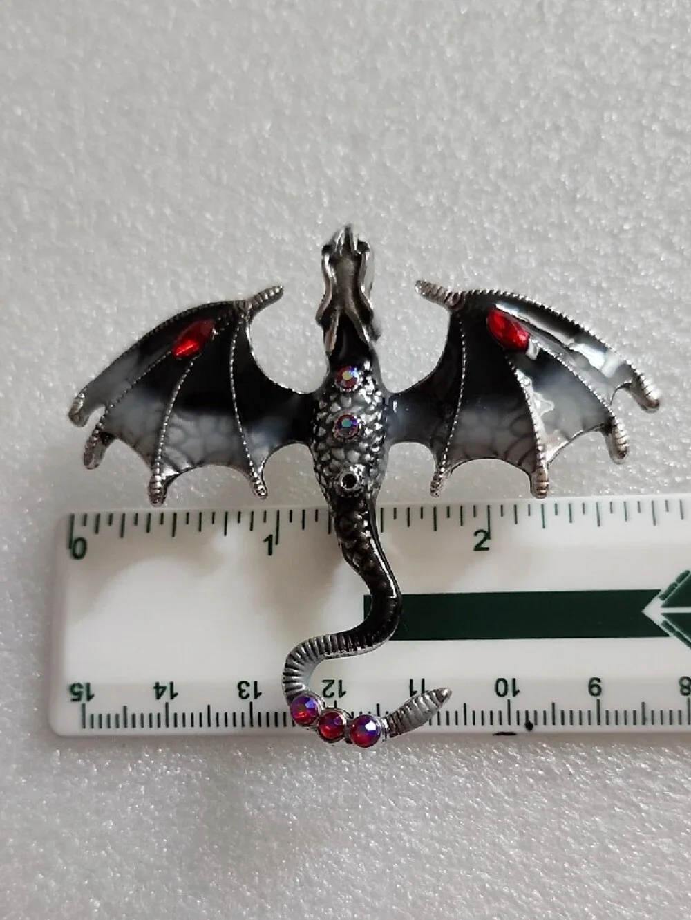 Dragon Brooch Pin with Black and Red Enamel